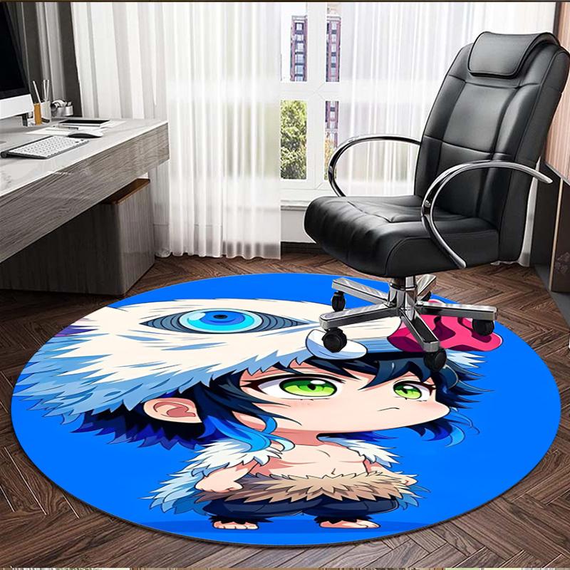 Demon Slayer Print Round Rug, Washable Floor Carpet, For Entryway Dorm Laundry Room Office Study, Home Decor Birthday Christmas Gift