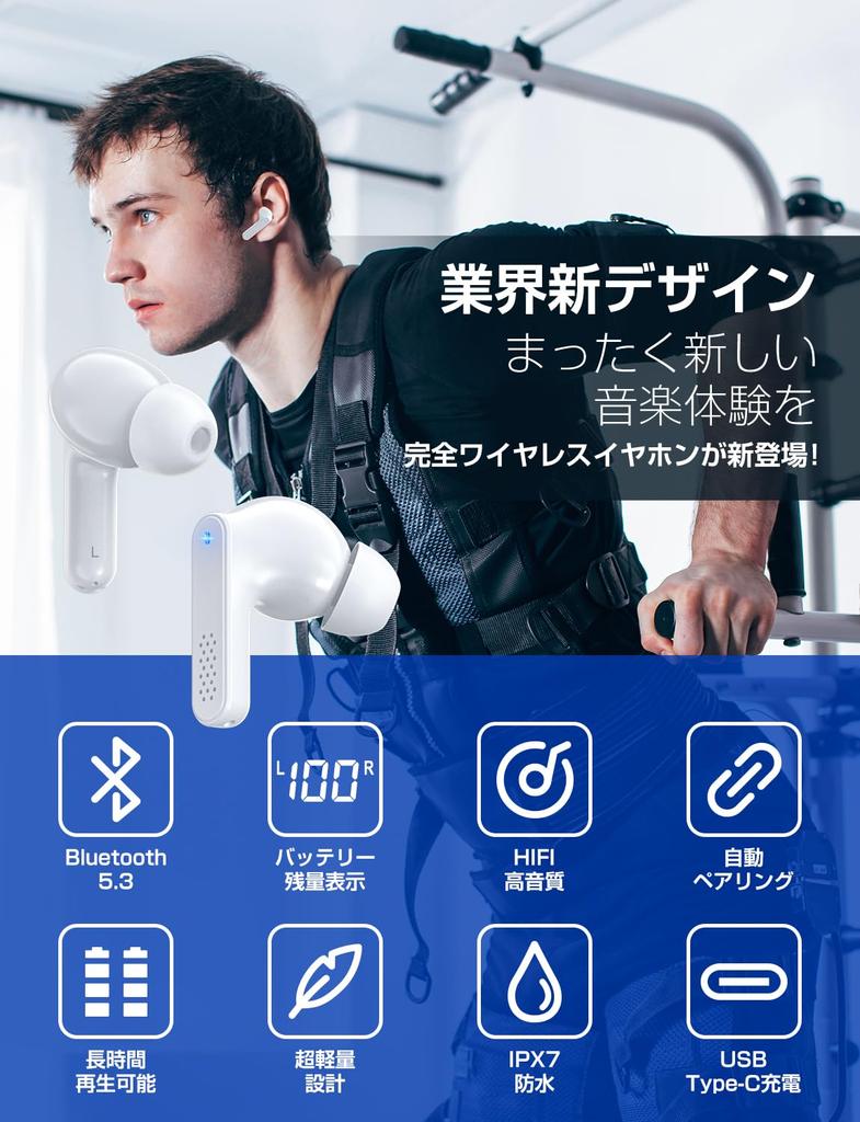 Wireless Bluetooth Earbuds with Hi-Fi Sound Quality & Deep Bass, CVC8.0 Noise Cancellation, Hands-Free Calling, AACSBC Codec, Left and Right Separate