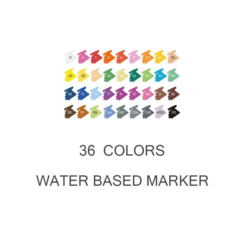 Double Head Soft Head Marker Water Based Marker Set Painting Marker Student Marker Pen 24/36/48/64 Colors Triangular Marker