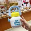 Portable Large Capacity Water Cup Cherry Plastic Straw Water Bottle Double Drink Bowknot Sippy Cup Gifts