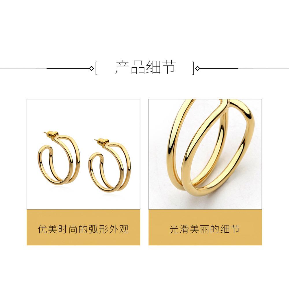 Earrings European and American style Japanese and Korean fresh and exaggerated earrings autumn and winter retro c-shaped stainless steel earrings