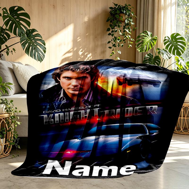 Custom Name Personalized Knight Rider Print Blanket, Home Decor, Bedroom, Sofa, Camping, Couch, Gifts for Birthday ChristmasEnthusiasts