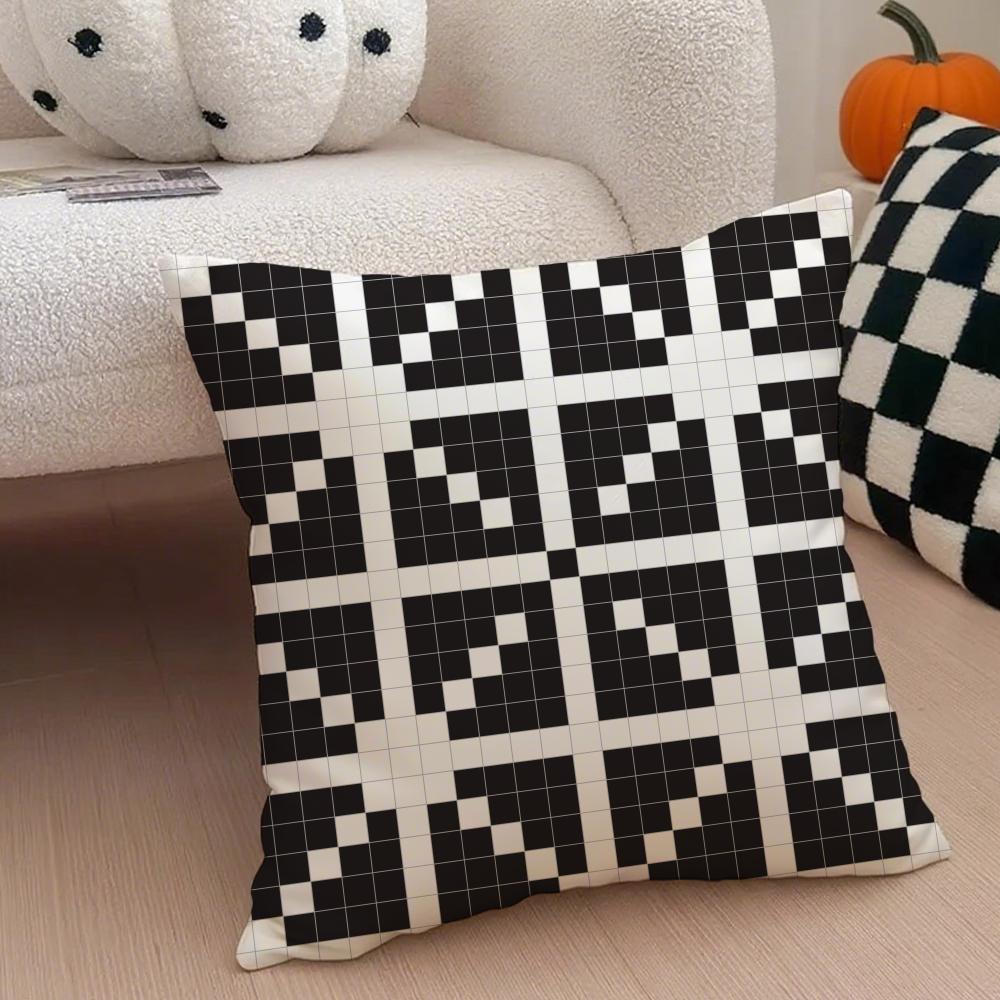 Retro Pixelated Ar Pixel Print Texture Cushion Cover Throw Pillow Cover Hidden Button Durable Polyester Chair Cushion