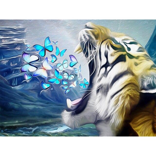 Алмазная картина Тигр 5D Алмазная вышивка с животными, украшение дома, картина, полная круглая алмазная живопись, настенная живопись