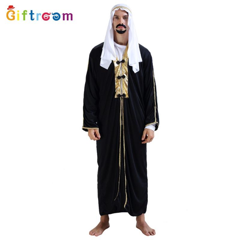 Halloween Masquerade Cosplay Prince Male Black Muslim Dubai Dress