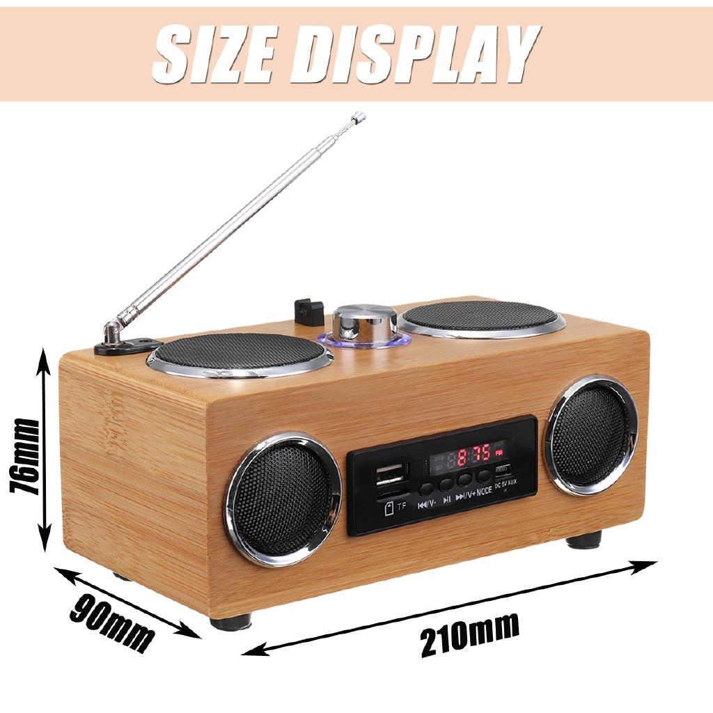 Classical Receiver USB With MP3 Player Remote Control Retro Vintage Radio Super Bass FM Radio Bamboo Multimedia Speaker