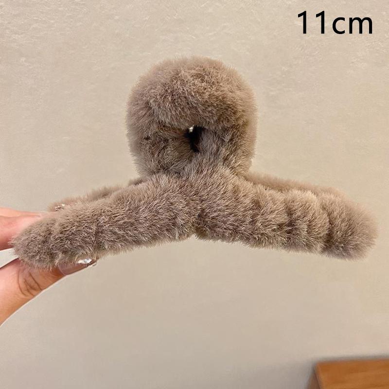 Мягкая молочно-кофейная серия пушистых плюшевых заколок для волос на затылке, теплые большие плюшевые заколки-акула, заколки-когти для волос