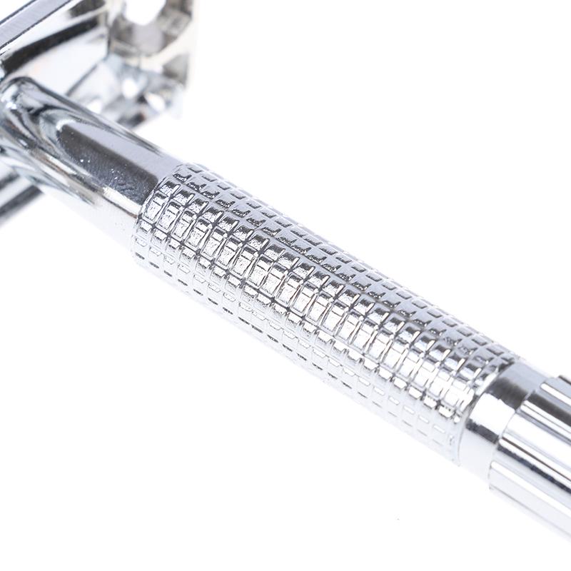 Мужская традиционная классическая хромированная бритва безопасности с двойным лезвием + 1 лезвие