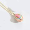 Floral Easter Egg Pendant Zircon Necklace Pendant Light Luxury Colorful Enamel Pendant  Women
