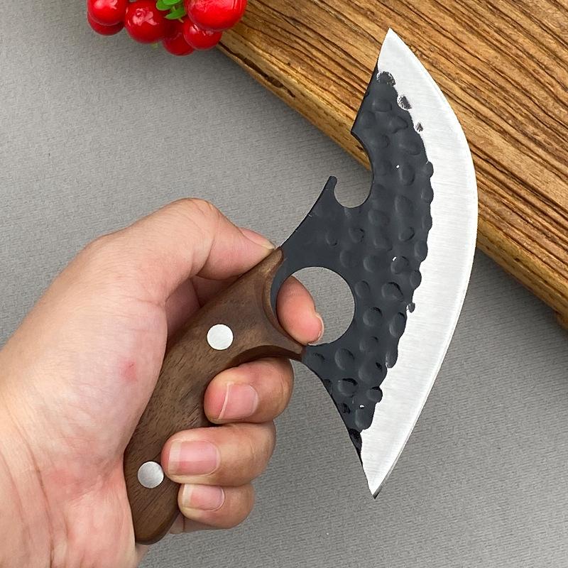 Stainless Steel Hammer Pattern Meat Knife Butcher Cleaver Knife for BBQ, Picnic, Kitchen
