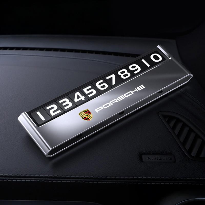 AIHQR1 Temporary Car Parking Card Phone Number Holder Telephone Number Plate For Porsche Cayenne GTS Panamera Carrera GT3 Sticker