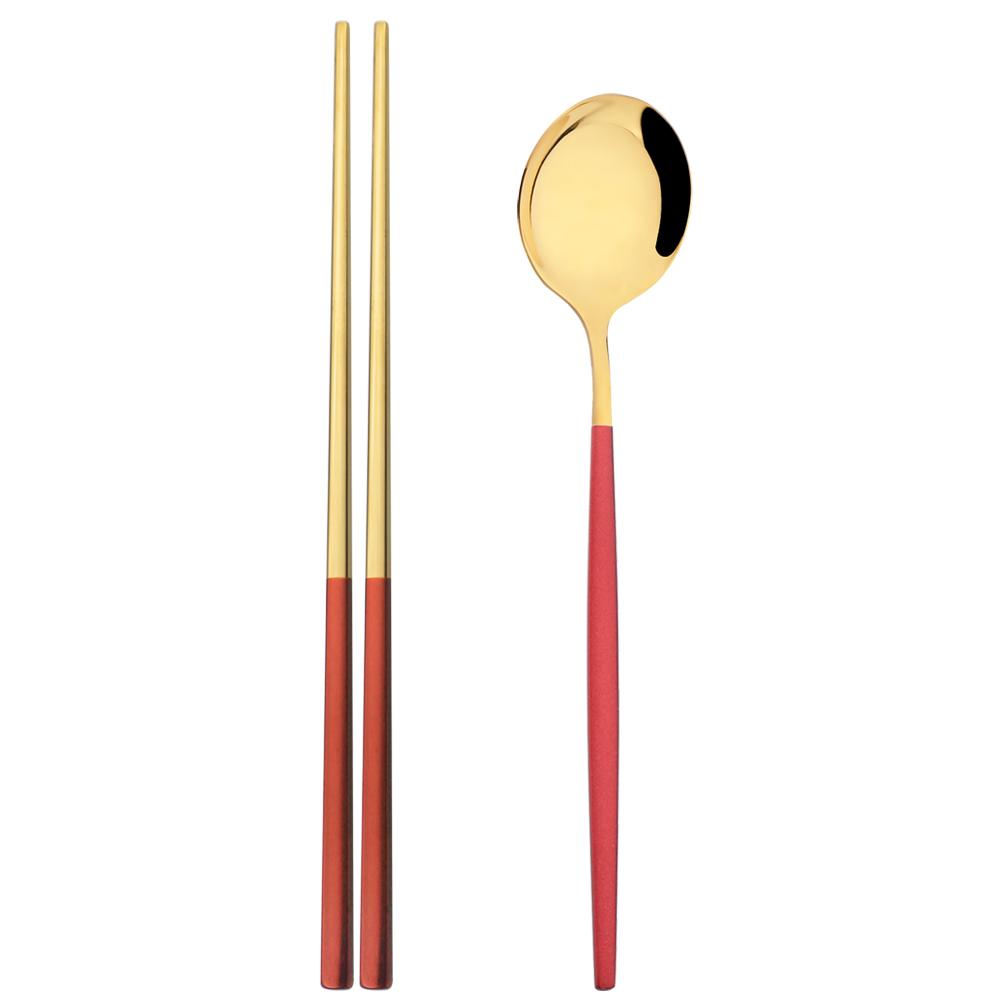 2 шт. портативная черная посуда из нержавеющей стали, набор столовых приборов, ложка, палочки для еды, набор западных обедов, ужинов, дорожная посуда