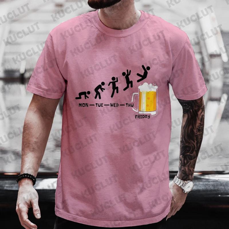 Мужские футболки Happy Friday Beer Смешные графические футболки Weekend Drinking Lover Party Tees Y2k Мужская свободная одежда Streetwear