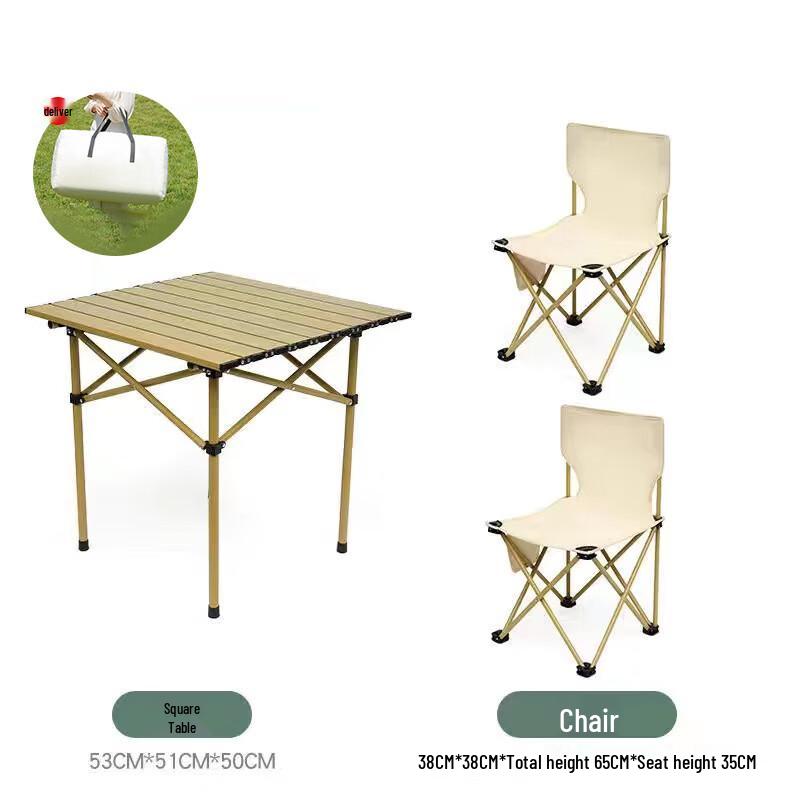 ZISIZ Outdoor Portable Folding Camping Table and Chair Set