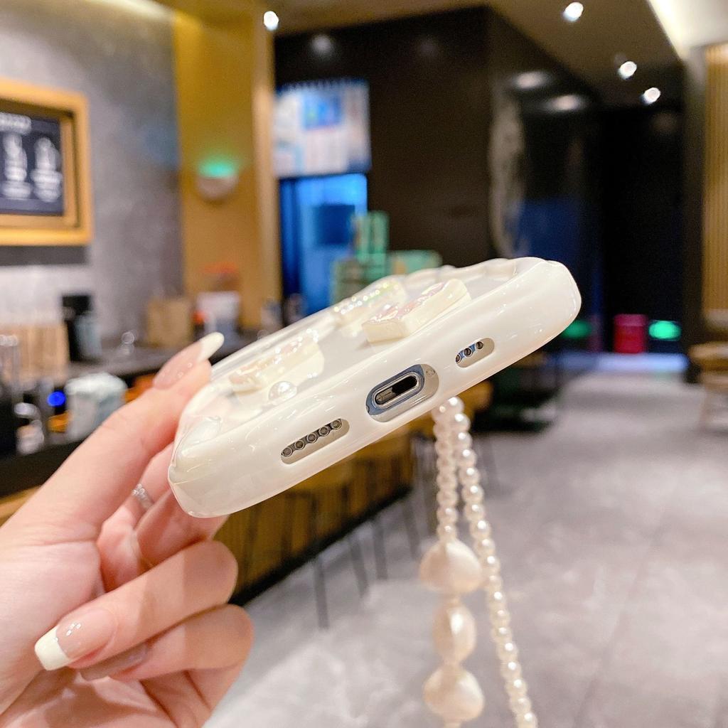 Подходит для Apple 16PROMAX Складная любовь Мягкий чехол IPhone 15 Белый Трехмерная волна Защитный чехол Браслет