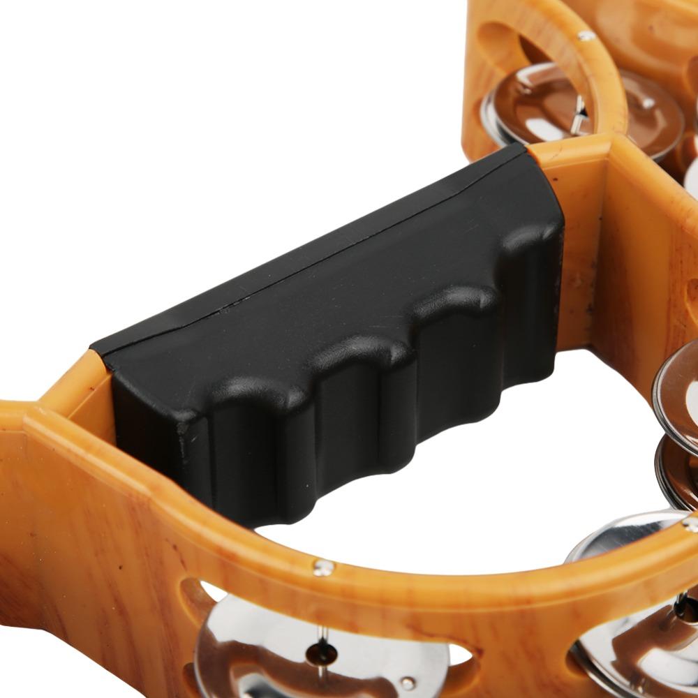 Metal+Plastic Double Row Tambourine Wood Color Half Moon Tambourine Handbell Tambourine KTV Party