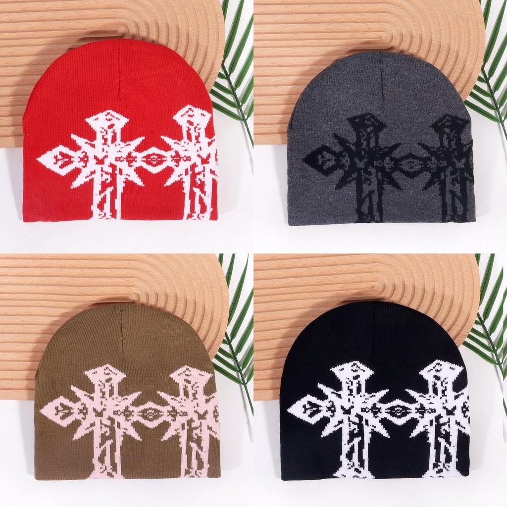 Double Pattern Cross Knitted Cap With Breathable Warm Hat Unisex Fashion Gift