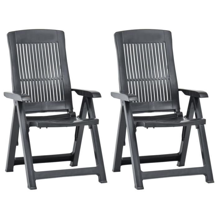 VidaXL Garden Reclining Chairs 2 Pcs Plastic Anthracite