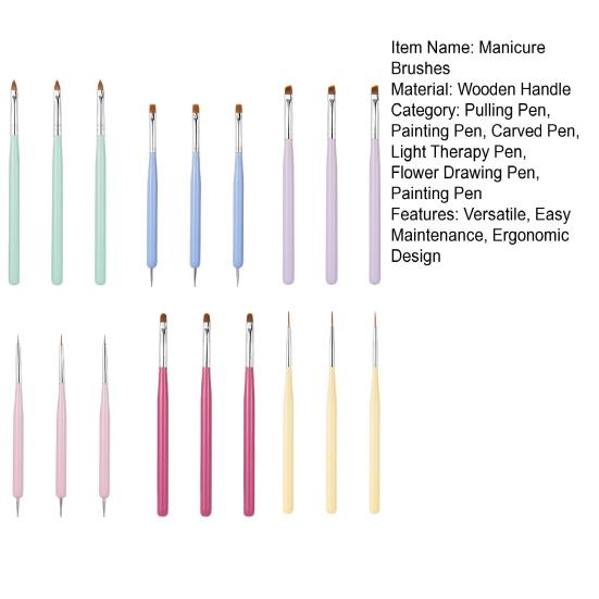 Набор кистей для дизайна ногтей Набор кистей для рисования на ногтях для гелевой и акриловой детализации