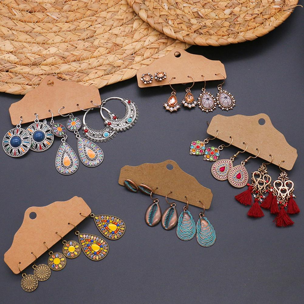 Круглые серьги-гвоздики с кисточками, 3 пары, женские серьги-капли с подвесками-крючками