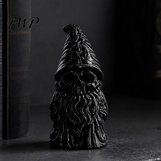 Creative Holiday Gift for Friends 3D Printed Skeleton Gnome Figurine, Gothic Skull Goblin Statue, Spooky Dark Themed Home Decor Desktop Ornament