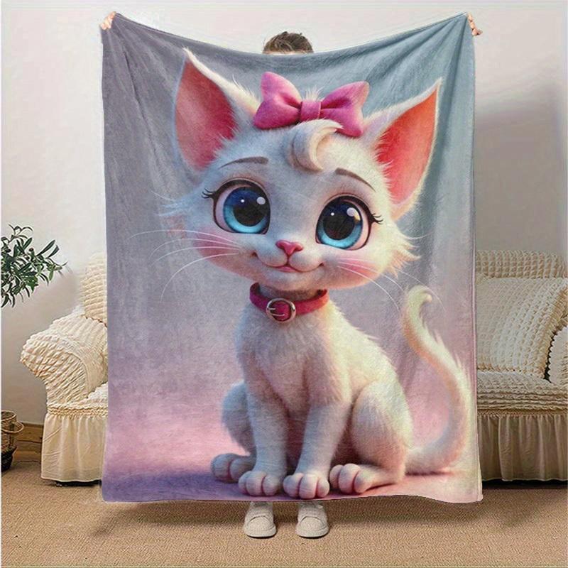 1pc Cute Cartoon Cat Blanket, Seasonal Universal Home Decoration Blanket, Throw Blanket, for Decorating Your Own Sofa and Living Room, Super