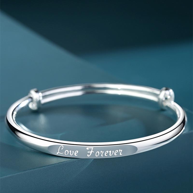 Браслет-бенгл Douyin из посеребренного кубика воды «Вечная любовь» - Женский простой браслет пуш-пул