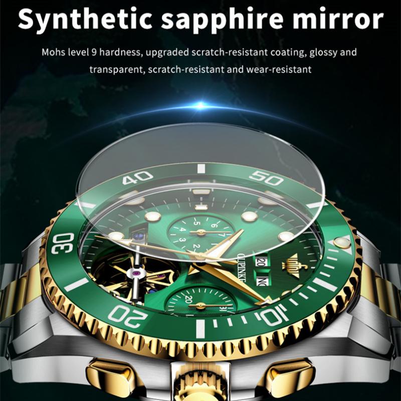 OUPINKE Новые мужские часы для бизнеса и отдыха, многофункциональные механические часы с полым турбийоном, светящиеся высококачественные часы
