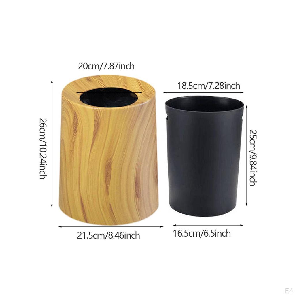 Round Trash Can Rubbish Bin Modern Decorative Paper Basket Waste for Office Indoor