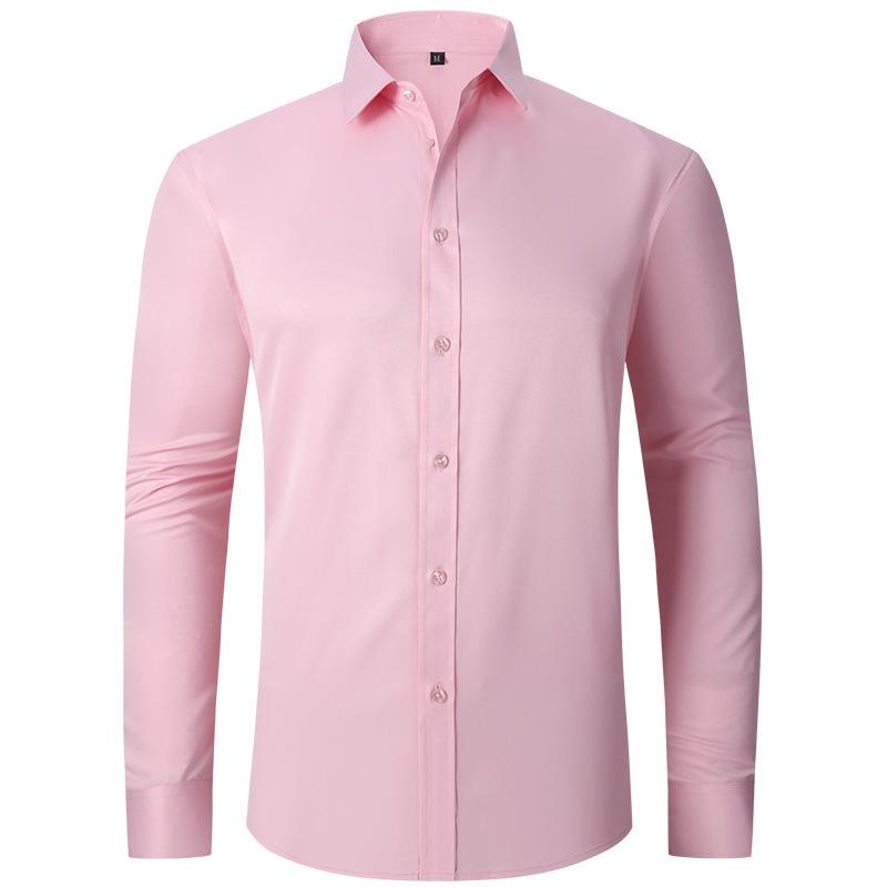 Мужская футболка с отложным воротником, весна-осень, однотонная, с длинным рукавом, деловая рубашка