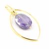 [H2624] - Gold Plated Pendant &#x27;Linda&#x27; Golden Purple - 35x18 Mm