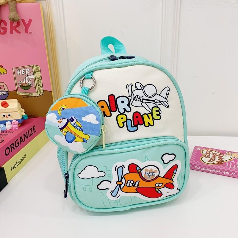 With Childrens Backpack Cartoon Cat And Airplane Print Design For Daily Use
