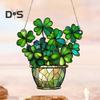 St. Patrick's Day Shamrock Hanging Decoration Living Room Wall Window Hanging Stained Glass Four-leaf Clover Ornament Acrylic Suncatcher Pendant