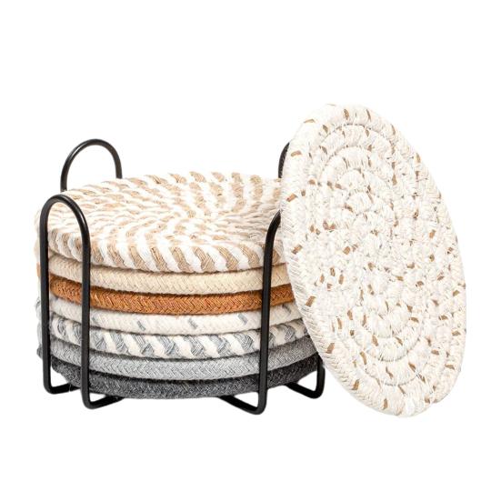 8Pcs Placemats for Hot Dishes Heat Resistant Hot Pads for Kitchen Large Coasters for Hot Pots And Pans Water Absorbent Pot Holders with Storage Rack