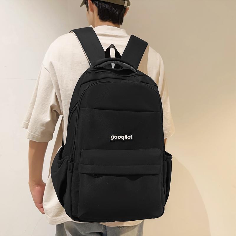 Школьная сумка для школьников средней школы, мужской рюкзак большой вместимости для путешествий, компьютерный рюкзак, однотонный женский рюкзак