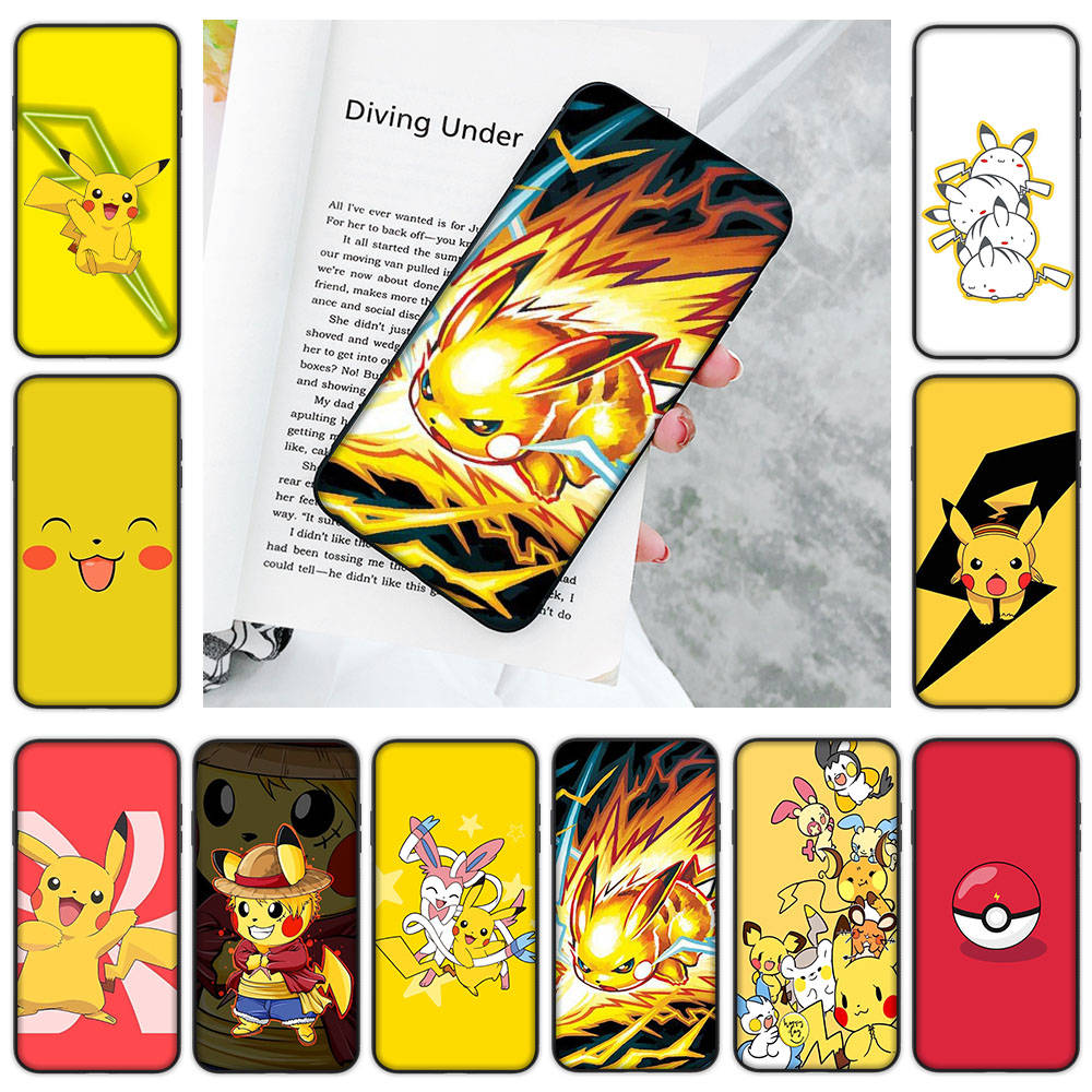 JP35 Pikachu Black Soft Case for Xiaomi Poco X6 X4 M5 M6 F5 F6 C65 C55 C50 C51 C40 Pro Redmi 14C A3X 13C 12C 11T 10A 9C Note 7 6 8A Plus