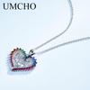 Umcho Серебро 925 пробы, красочные мамины сердца Nceklace, подвески из настоящего стерлингового серебра, ожерелья для женщин, подарок на день матери с цепочкой
