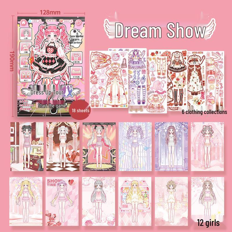 Xinmo Dress-Up Game Sticker Book: Energetic Princess Makeup for Little Girls