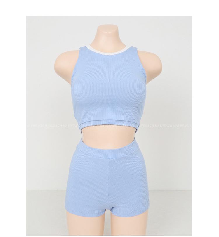 Корейский купальник бандо с разрезом 2025 - Однотонный, Сексуальные плавки с плоским вырезом для женщин