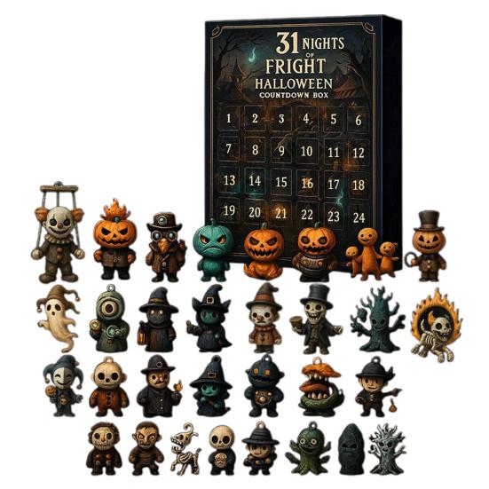 31 Nights of Fright Halloween Countdown Calendar 31/15/7 Days Advent Calendar with Collectible Horror Figures Scary Dolls for Home Decor