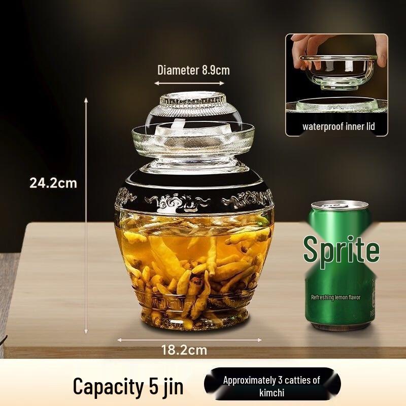 JINGRX Thickened Glass Pickling & Sauerkraut Jar