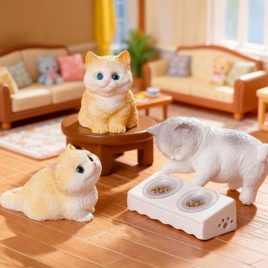 Миниатюрная фигурка кошки Микро-фигурка животного из смолы Милый котенок Топпер для торта Украшение для DIY Мохового ландшафта Декор для сказочного сада