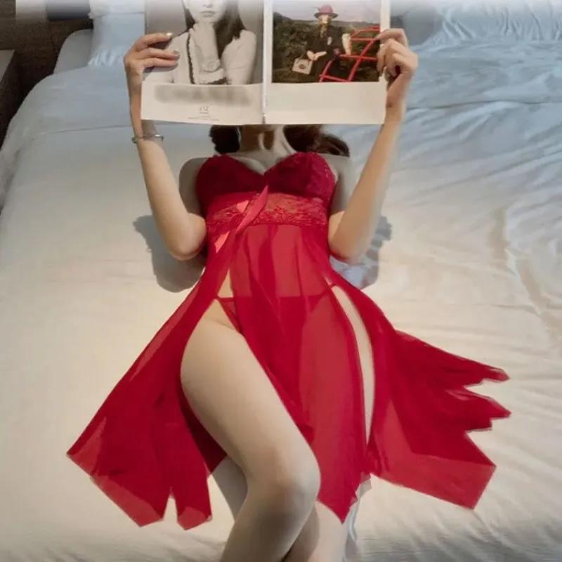 Женский сексуальный комплект нижнего белья Babydoll из кружева крючком из двух частей, мини-платье и комплект ночных рубашек с трусиками