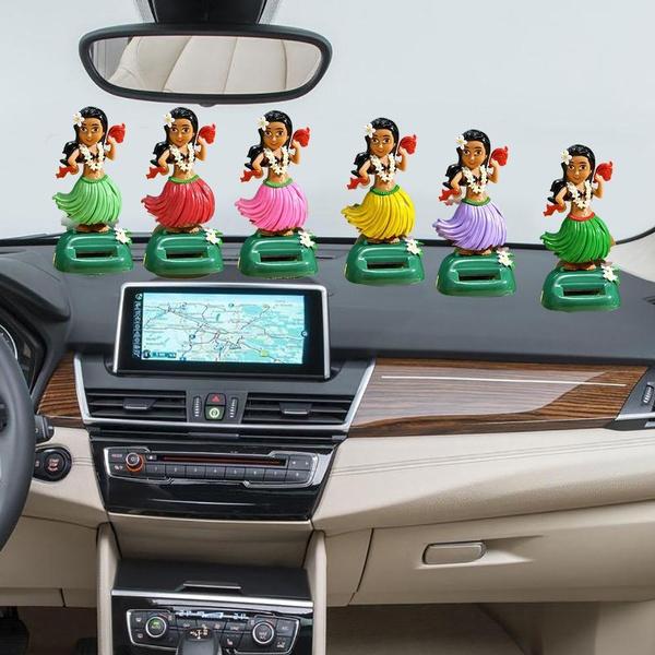 1 шт., креативные солнечные качающиеся гавайские куклы для девочек, украшения для автомобиля, хула, качающиеся мультяшные автомобильные украшения для девочек