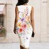 Women Plus Size Sleeveless Midi Vest Dress With Metal Ring Accent On Left Neckline