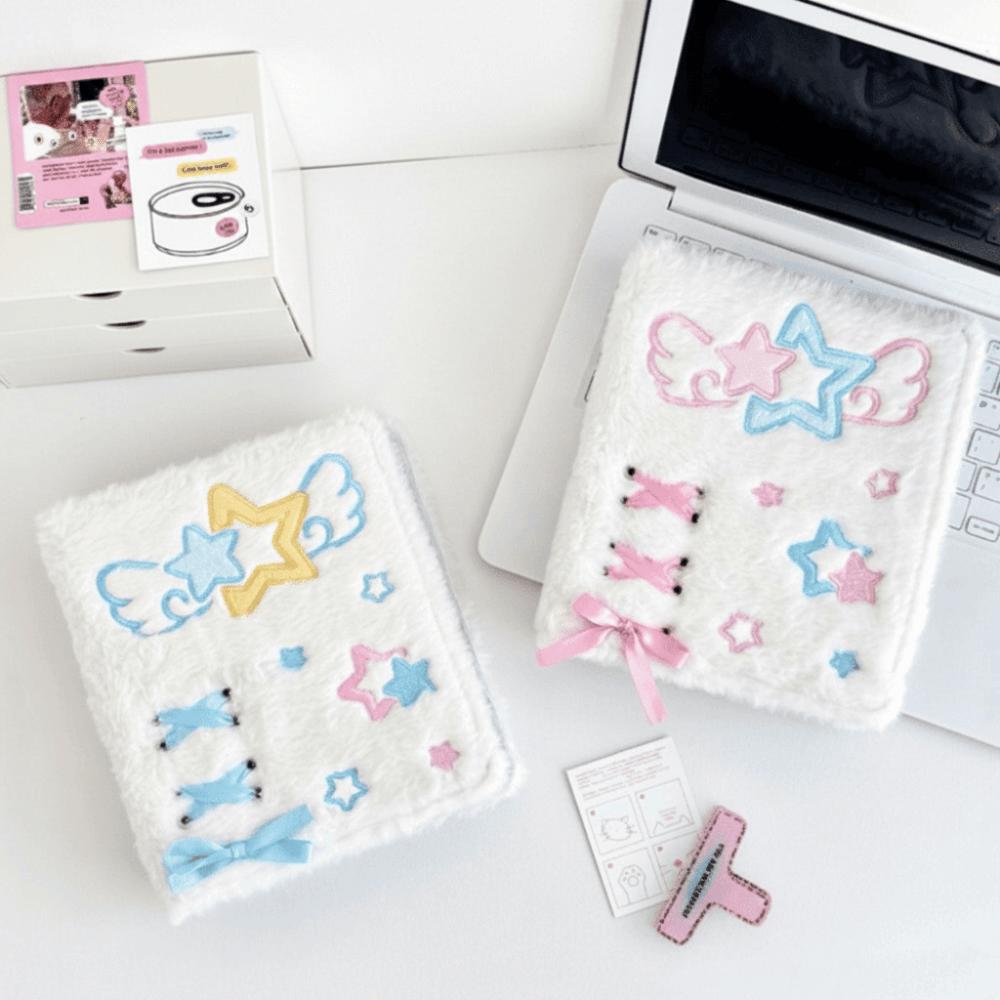 Loose-Leaf Photocard Holder Plush Angel Star Pattern Collect Book For Kpop Idol Fans