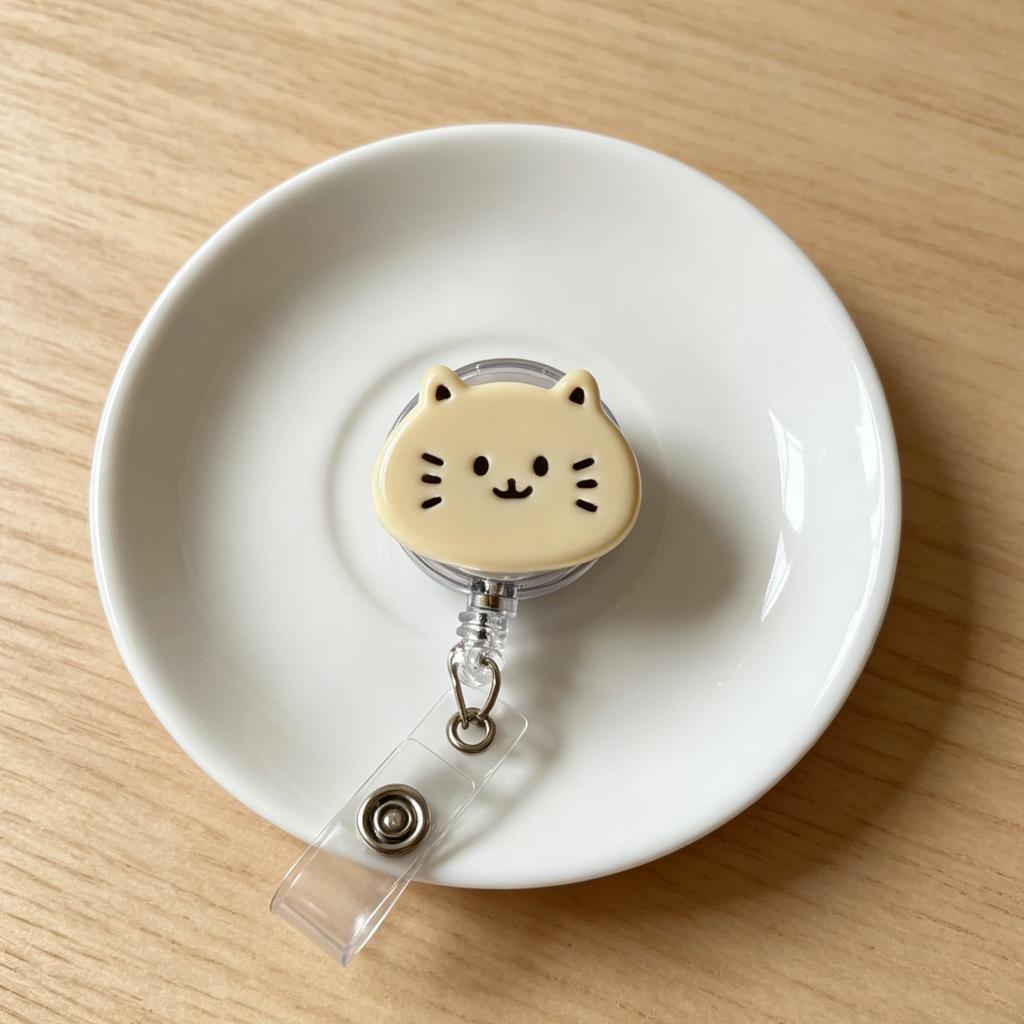 1/2 Piece Black and White Cat-Shaped Retractable Badge Holder, Anti-Loss Gadget for Nurses and Students, Can Be Stretched and Retracted