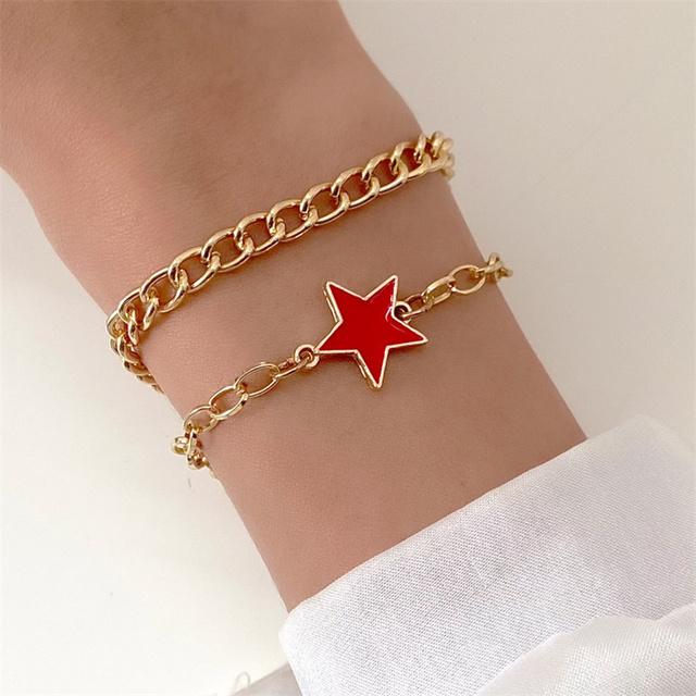 Harajuku Кристалл Звезда Пентаграмма Жемчужный Браслет Из Бисера для Женщин Винтаж Эстетический Шарм Двухслойный Браслет-Цепочка Ювелирные Изделия Подарок