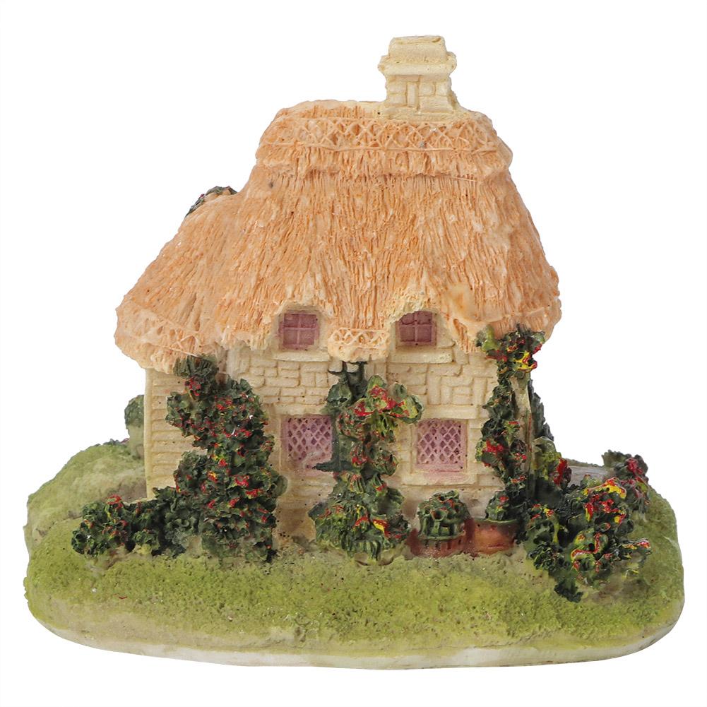 Simulation Thatched House Decoration Outdoor Garden Yard House Shape Bonsai Ornament