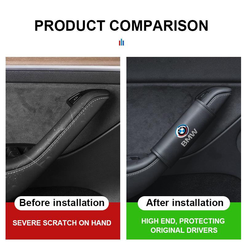 NNEJ4 Car Door Inner Handle Protector Cover Leather Protective Case For BMW 50th Anniversary Edition E36 E46 E53 E90 E60 E93 E87 G20